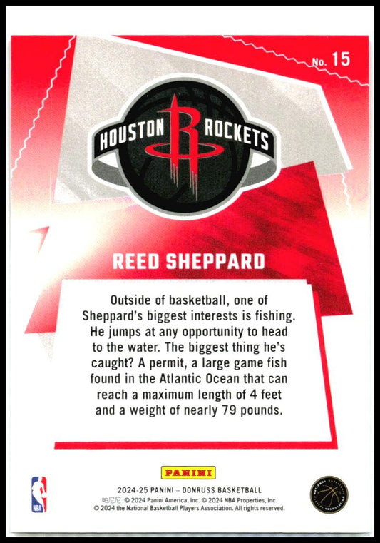 2024-25 Donruss Great X-Pectations #15 Reed Sheppard Houston Rockets