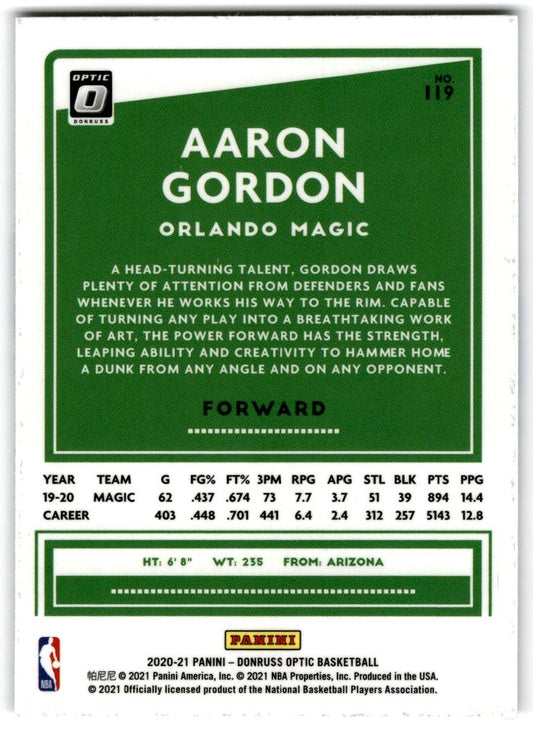 2020-21 Donruss Optic Aaron Gordon Orlando Magic #119