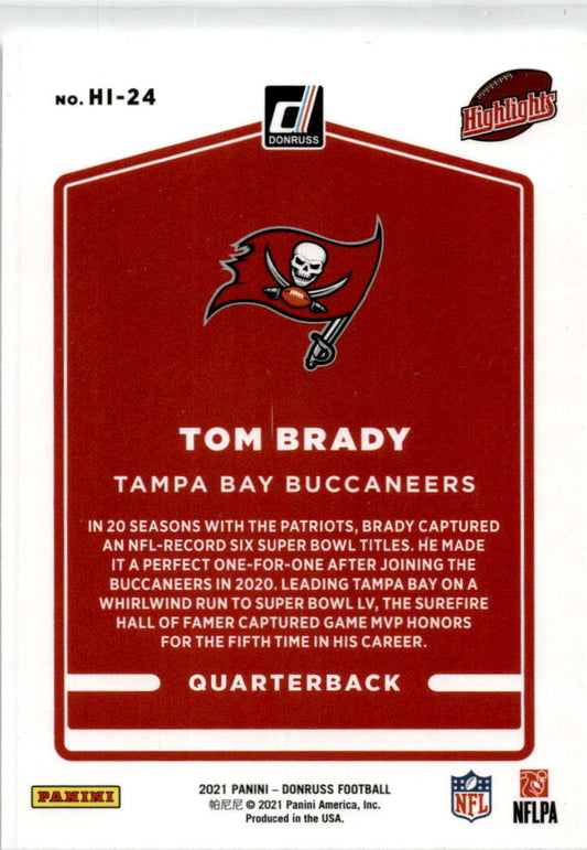 2021 Donruss Highlights #HI-24 Tom Brady Tampa Bay Buccaneers