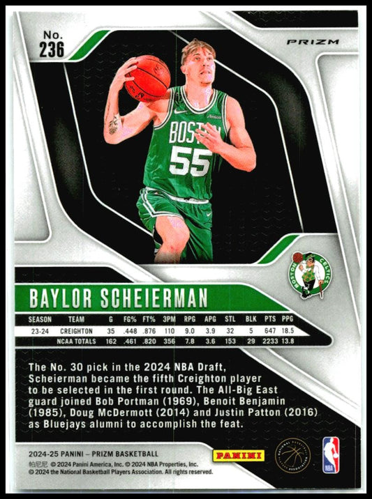 2024-25 Panini Prizm Ice #236 Baylor Scheierman Boston Celtics