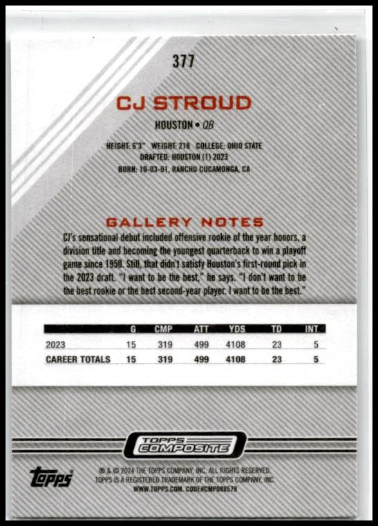 2023 Topps Composite #377 CJ Stroud Rookie Houston Texans