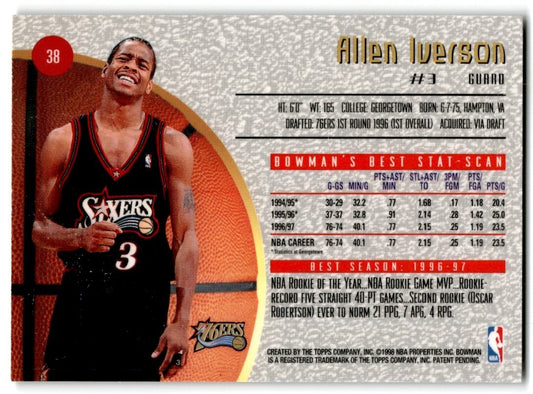 1997-98 Bowman's Best Allen Iverson Philadelphia 76ers #38