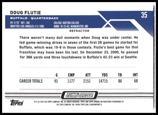 Doug Flutie #35 2023 Topps Composite Topps Chrome Refractor