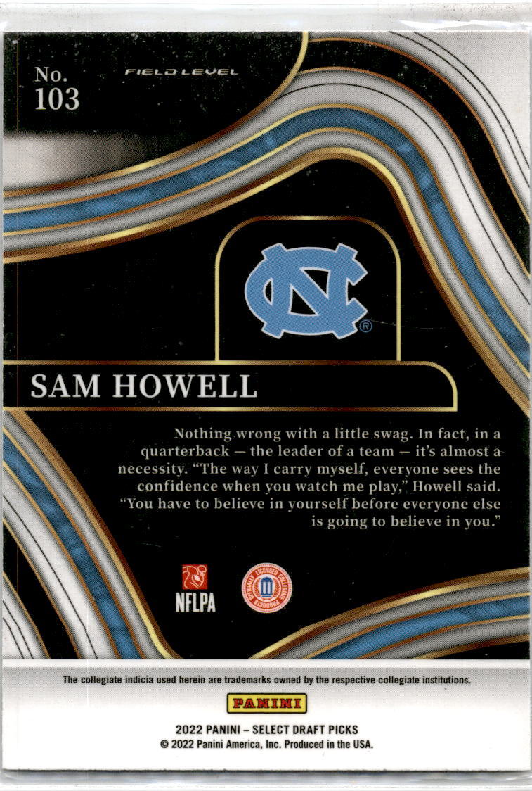 2022 Panini Select Draft Picks Blue #103 Sam Howell Washington Commanders