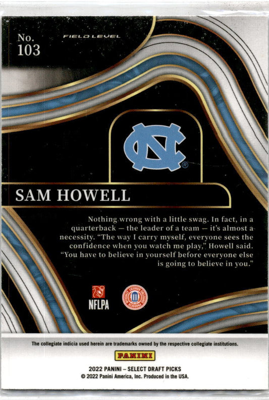 2022 Panini Select Draft Picks Blue #103 Sam Howell Washington Commanders
