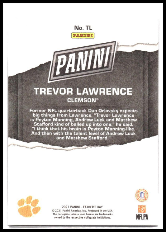 Trevor Lawrence #TL 2021 Panini Father's Day Silver #/199 SN