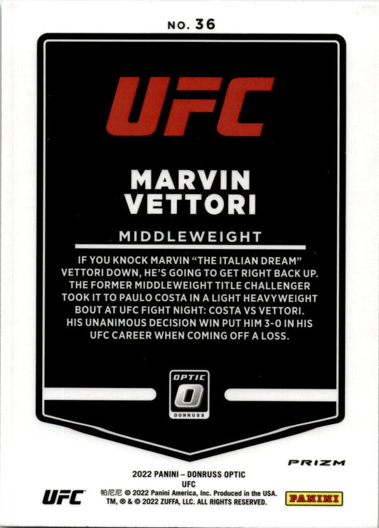 2022 Donruss Optic UFC Holo #36 Marvin Vettori
