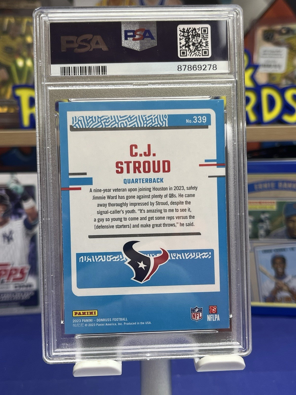 2023 Panini Donruss Press Proof Blue #339 CJ Stroud RC PSA 9 Mint Texans
