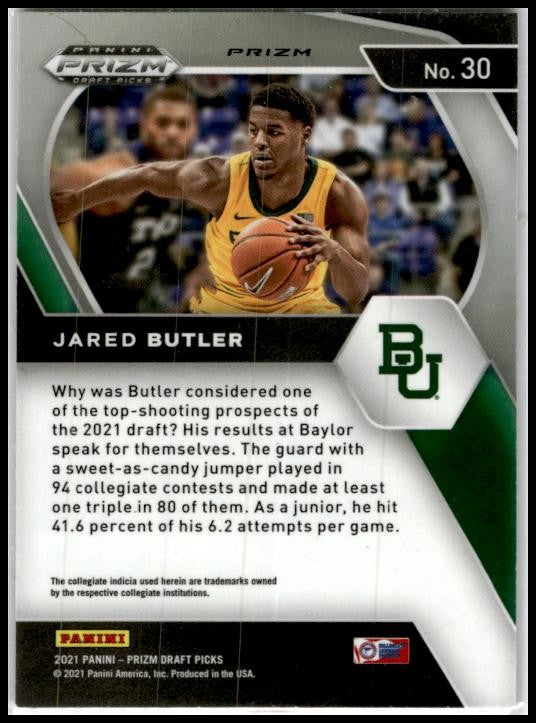 2021 Panini Prizm Draft Picks Red White Blue #30 Jared Butler Baylor Bears