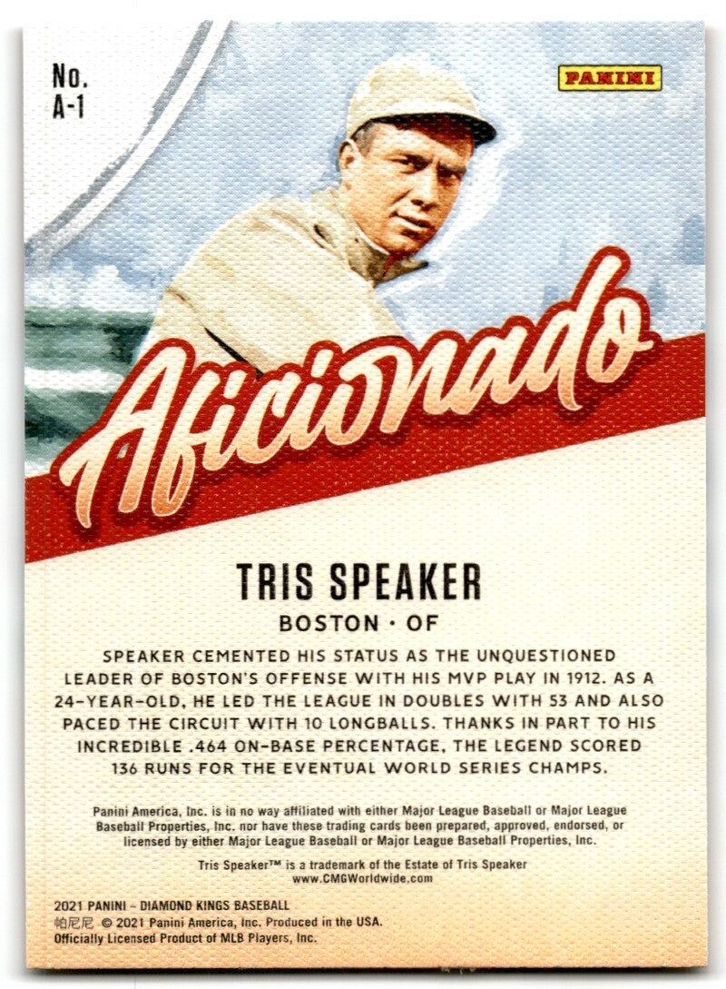 2021 Panini Diamond Kings Aficionado Tris Speaker Boston Red Sox #A-1