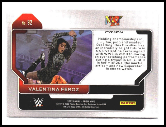 Valentina Feroz #92 2022 Panini Prizm WWE Silver Rookie RC
