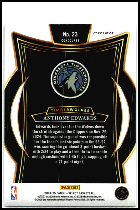 Anthony Edwards Red Ice #23 2024-25 Select Timberwolves