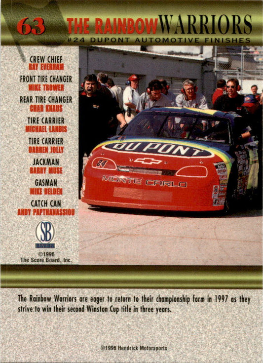 1997 Score Board #63 The Rainbow Warriors Hendrick Motorsports