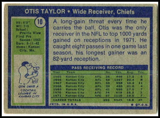 1972 Topps #10 Otis Taylor Kansas City Chiefs