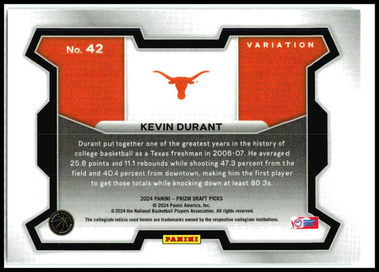 2024 Panini Prizm Draft Picks #42 Kevin Durant Texas Longhorns Variation