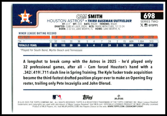 2025 Topps #698 Cam Smith Houston Astros