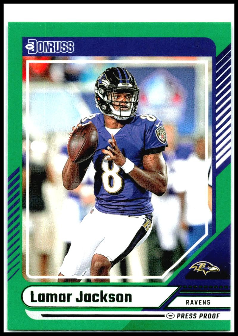 2024 Donruss Press Proof Green #130 Lamar Jackson Baltimore Ravens