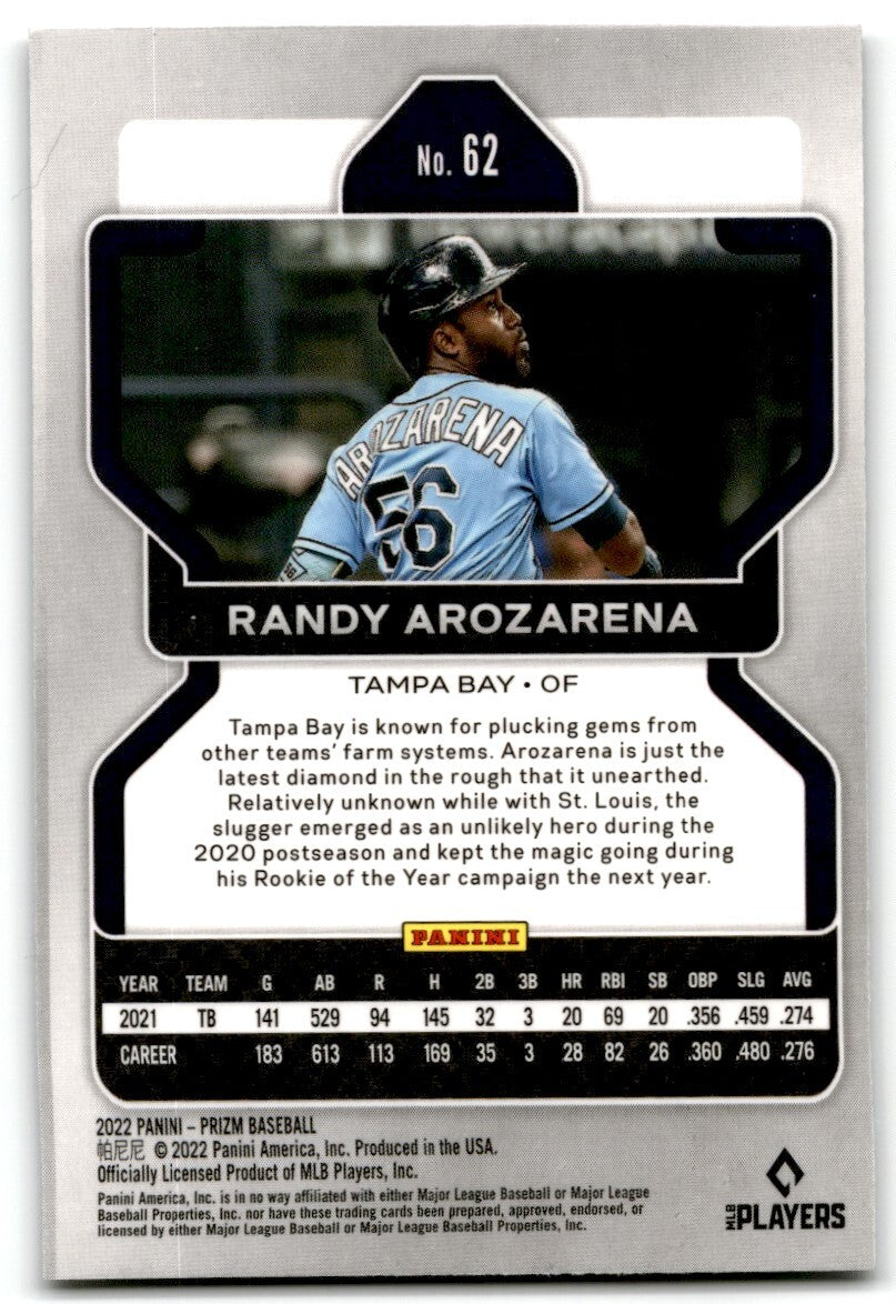 2022 Panini Prizm Randy Arozarena Tampa Bay Rays #62