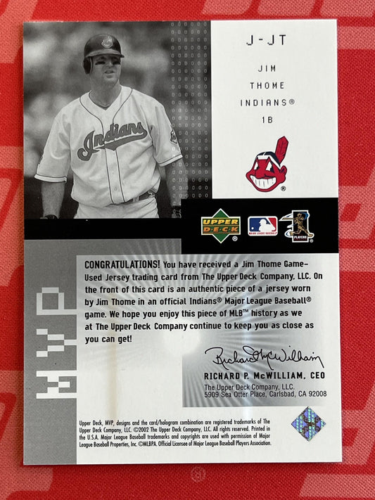 2002 Upper Deck MVP Souvenir Jersey #J-JT Jim Thome Indians