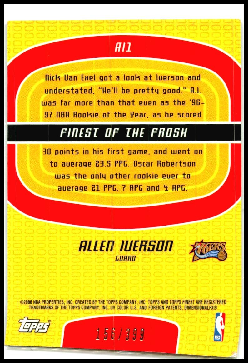2006 Topps Finest UNCIRCULATED #d /399 #AI7 Allen Iverson