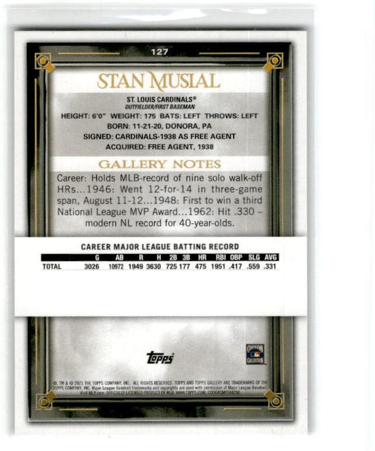 2021 Topps Gallery #127 Stan Musial St. Louis Cardinals