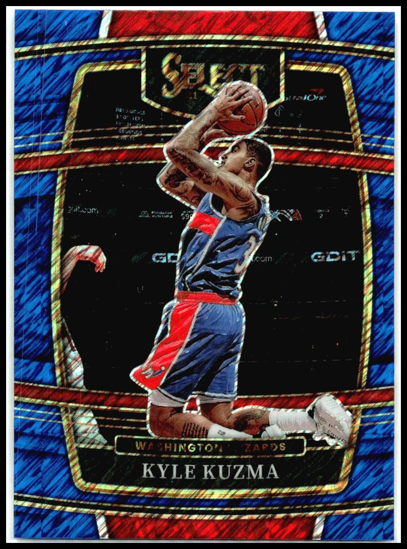 2021-22 Panini Select Blue Shimmer Prizms #70 Kyle Kuzma Washington Wizards