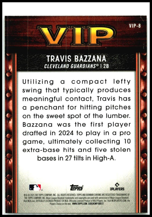 2025 Bowman Very Important Prospects #VIP-8 Travis Bazzana Cleveland Guardians