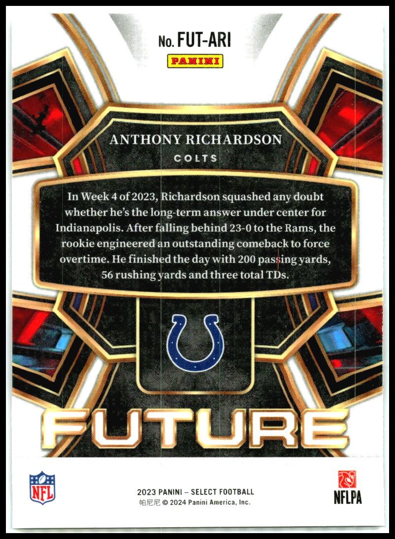 2023 Panini Select Select Future #FUT-ARI Anthony Richardson Indianapolis Colts