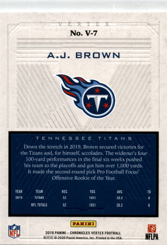2019 Panini Chronicles #V-7 A.J. Brown RC Tennessee Titans/ PHILADELPHIA EAGLES