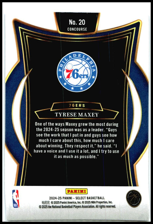 2024-25 Panini Select Blue #20 Tyrese Maxey Philadelphia 76ers