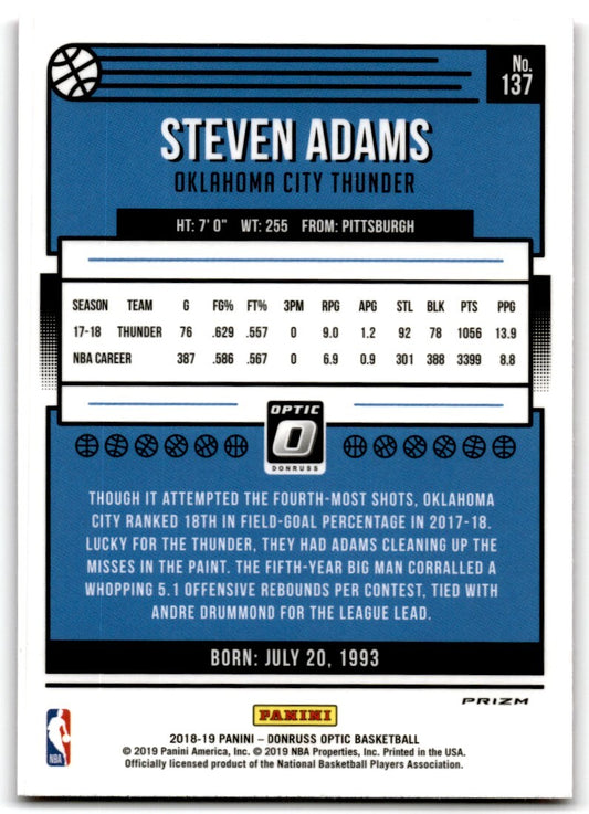 2018-19 Donruss Hyper Pink Steven Adams Oklahoma City Thunder #137