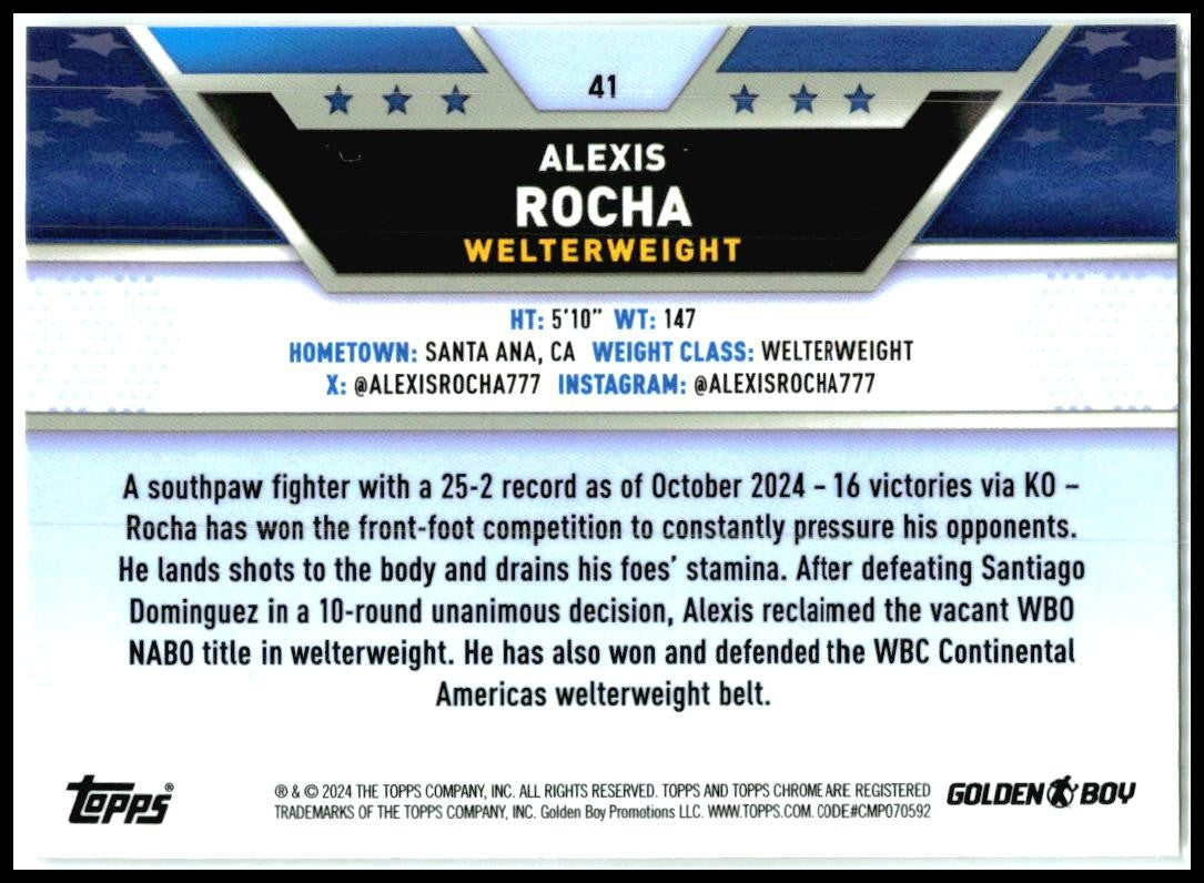 2024 Topps Chrome Boxing #41 Alexis Rocha