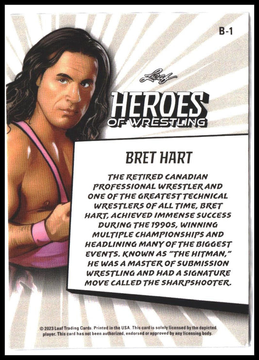 Bret Hart #B-1 2023 Leaf Heroes of Wrestling