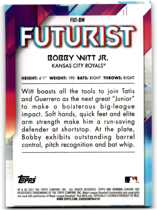 2021 Bowman Chrome Futurist Bobby Witt Jr. Kansas City Royals #FUT-BW