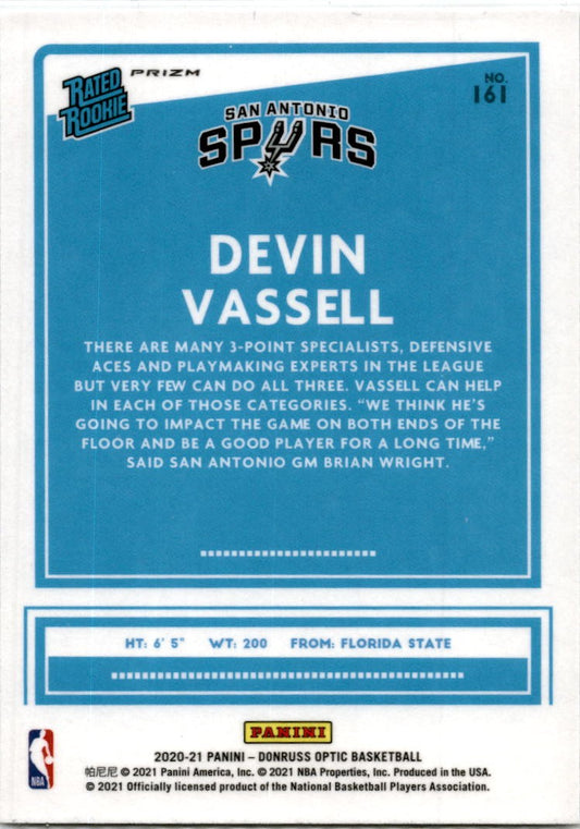 2020-21 Donruss Optic Holo #161 Devin Vassell San Antonio Spurs