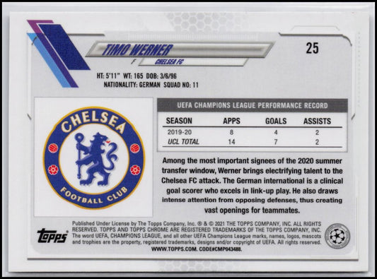 2020-21 Topps Chrome UEFA Champions League #25 Timo Werner