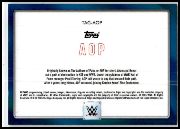 2025 Topps Chrome WWE Tag Team #TAG-AOP Rezar / Akam Rock Island Wapellos