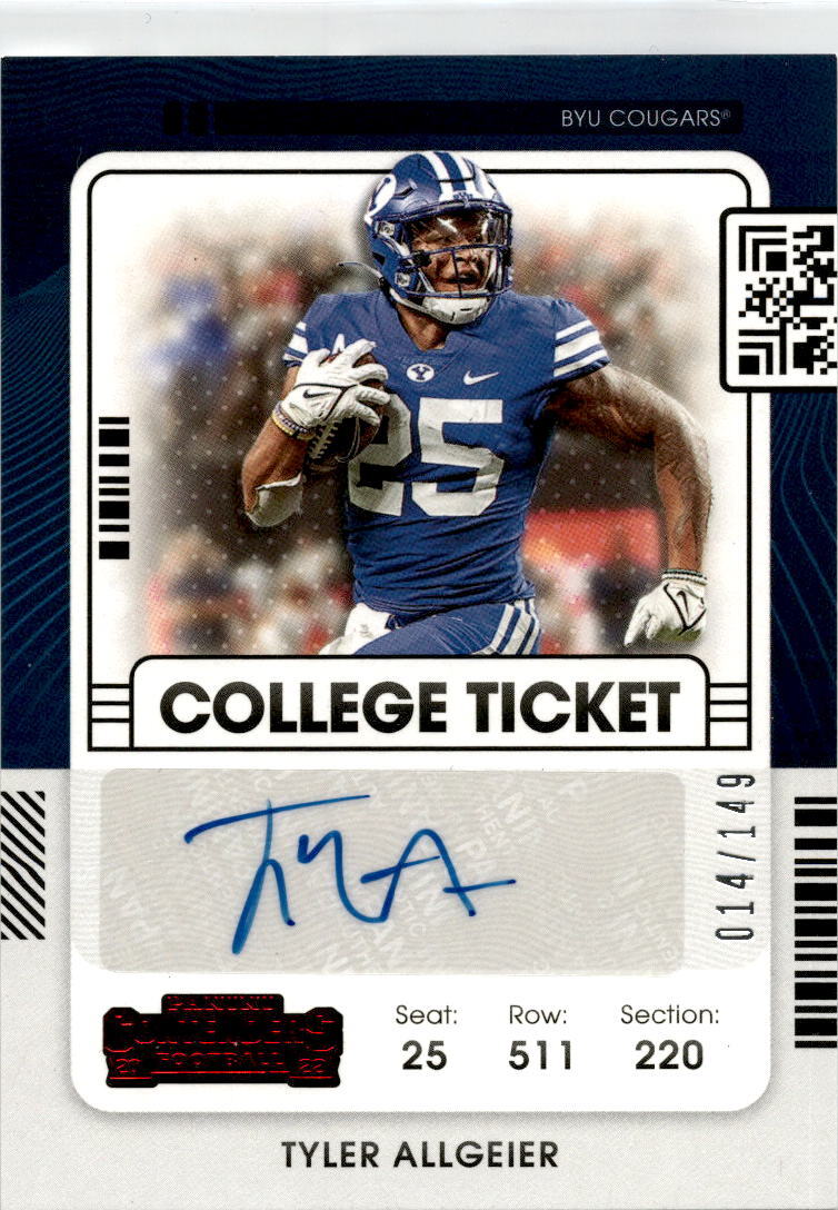 2022Contenders Draft Picks College #CCT-TAL Tyler Allgeier Auto Falcons 014/149