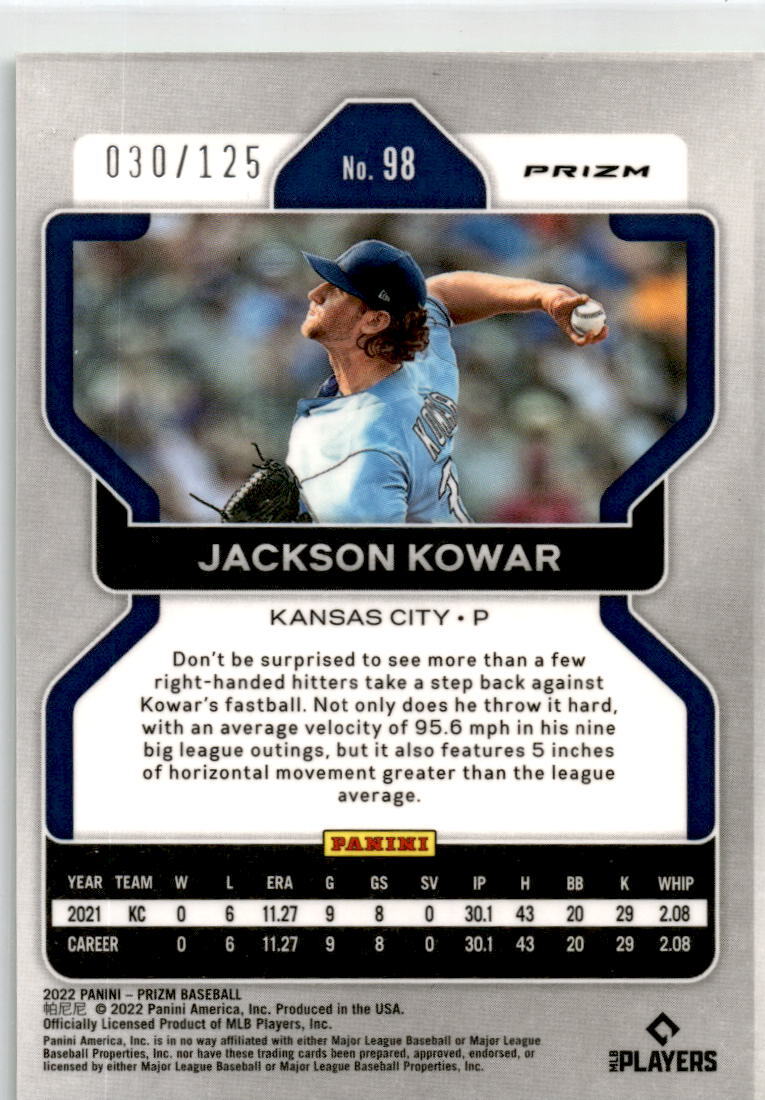 2022 Panini Prizm Green /125 #98 Jackson Kowar Rookie Kansas City Royals