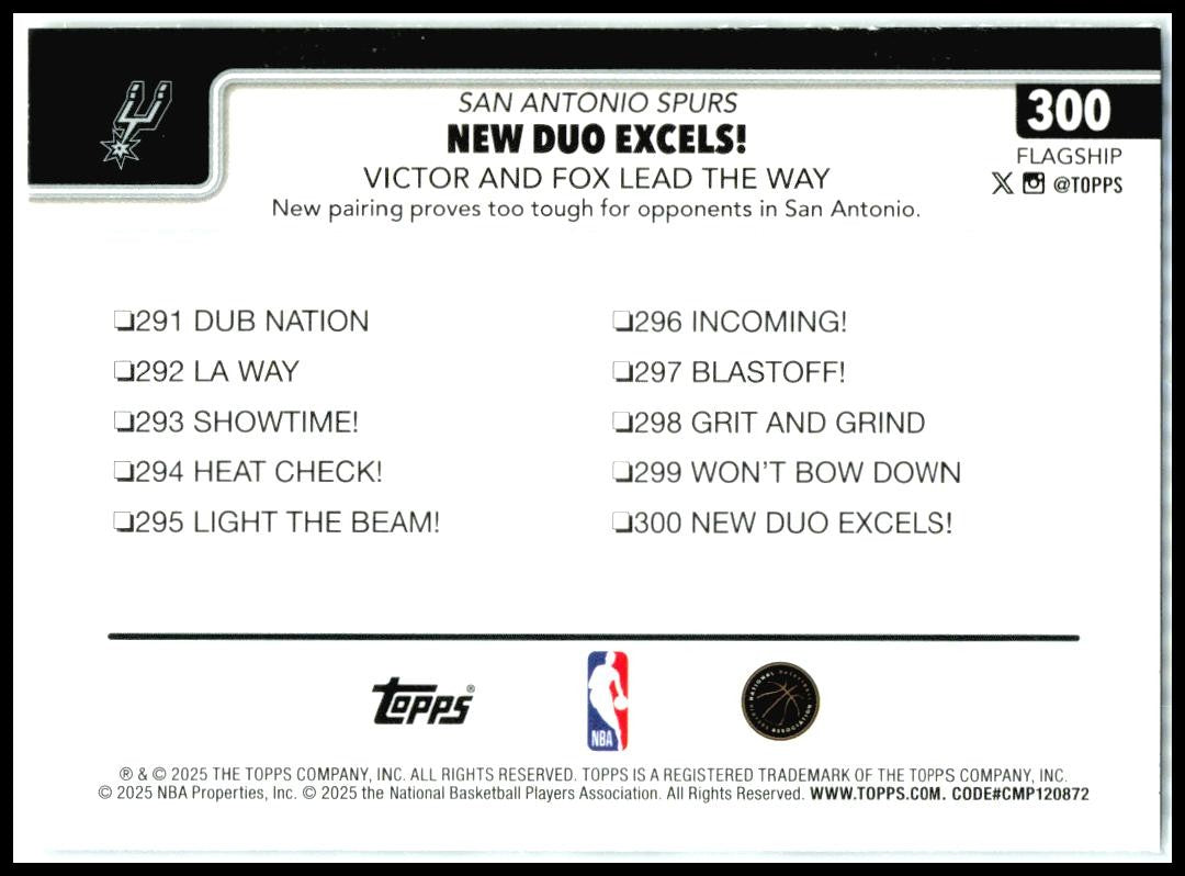 2025-26 Topps Season Tip Off #300 Victor Wembanyama San Antonio Spurs