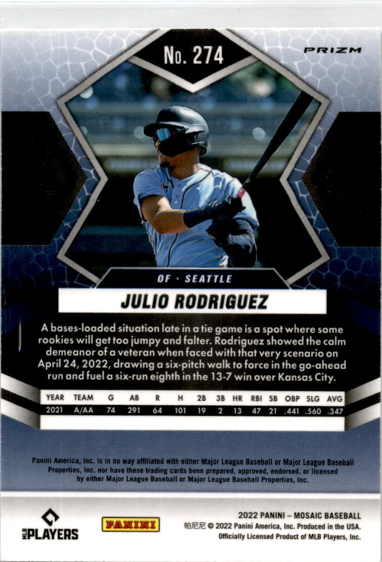 2022 Mosaic Green Prizm #274 Julio Rodriguez RC Seattle