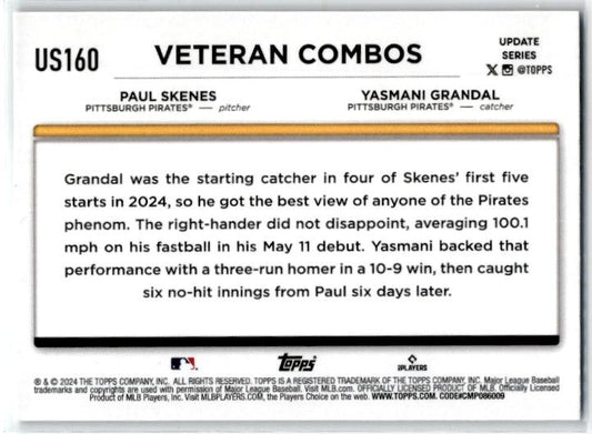 2024 Topps Update #US160 Duo An Immediate Hit: Skenes Gasses Up Grandal Pirates