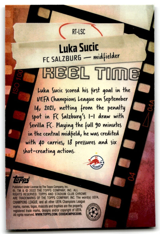 2022 Topps Club Chrome Reel Time Luka Sucic FC Red Bull Salzburg #RT-LSC