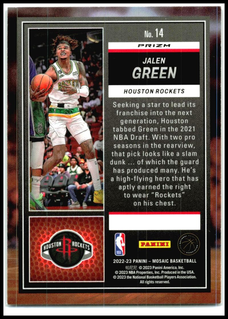 2022-23 Panini Mosaic Jam Masters Mosaic #14 Jalen Green Houston Rockets