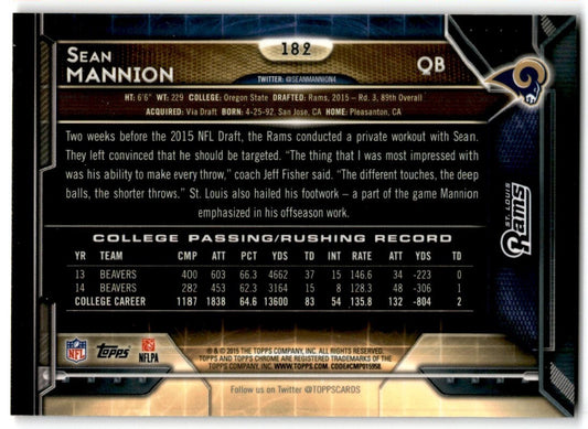 2015 Topps Chrome Sean Mannion Rookie St. Louis Rams #182