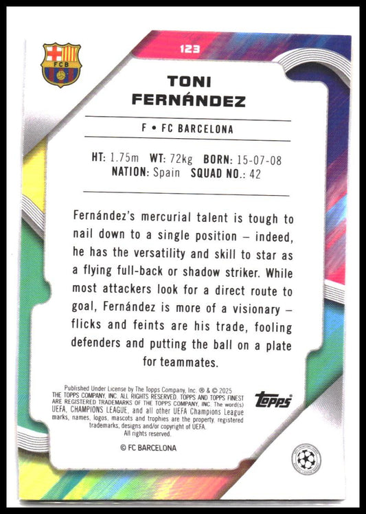 Toni Fernández #123 2024-25 Finest UEFA Club Competitions Rookie