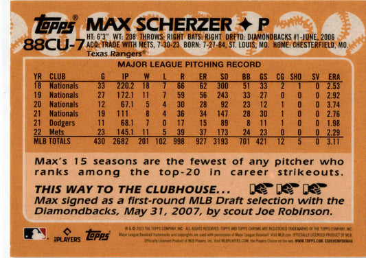 2023 Topps Chrome Update 1988 Topps 35th Anniversary #88CU-7 Max Scherzer