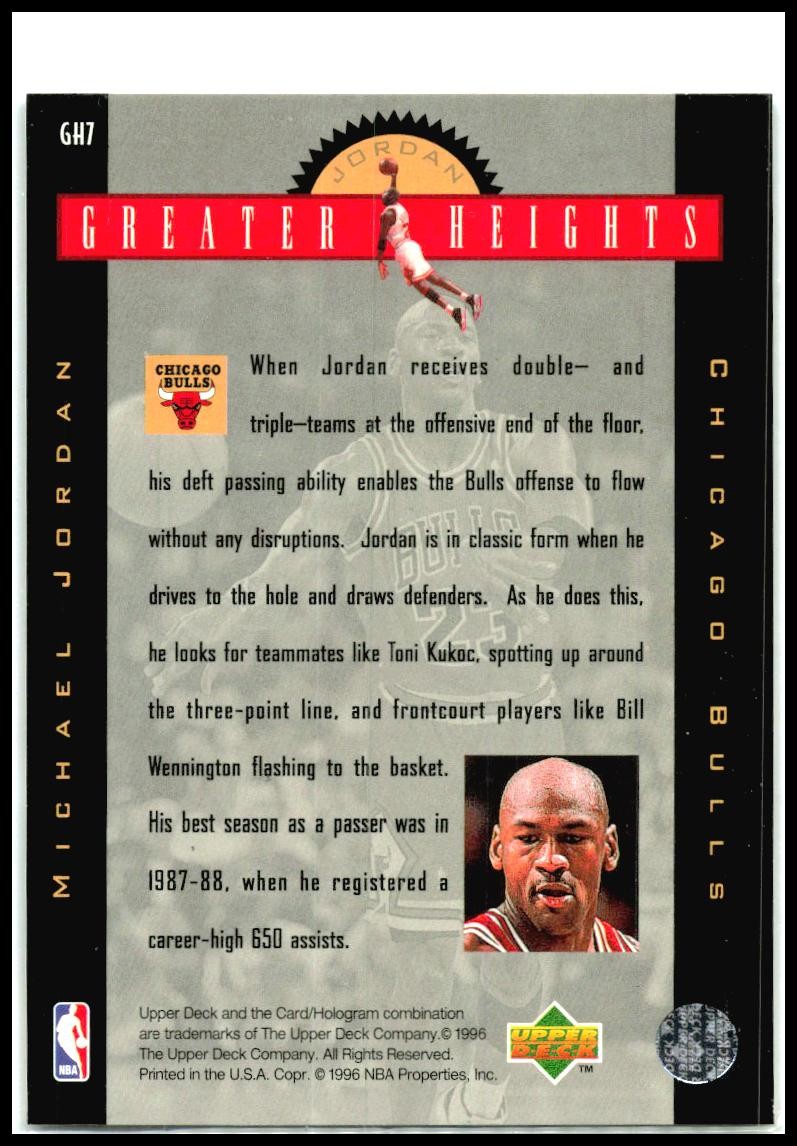 1996-97 Upper Deck Michael Jordan Greater Heights #GH7 Michael Jordan Bulls