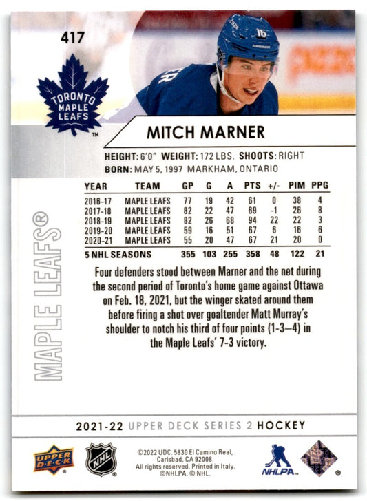 2021-22 Upper Deck Mitch Marner Toronto Maple Leafs #417