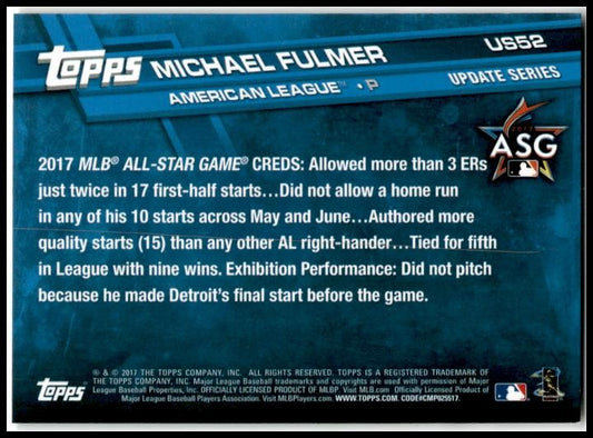 2017 Topps Update #US52 Michael Fulmer Detroit Tigers